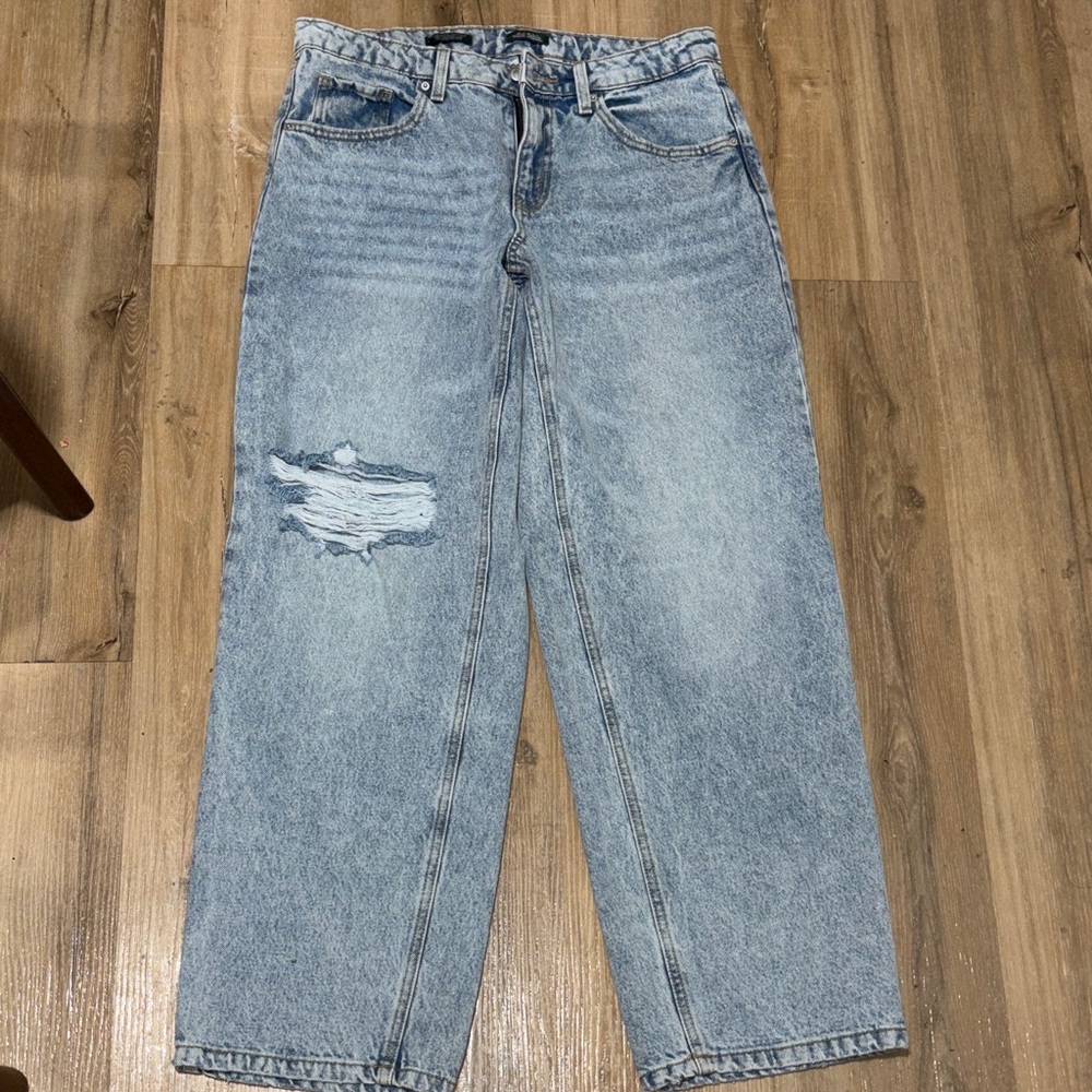 Men's Light Blue Distressed Jeans